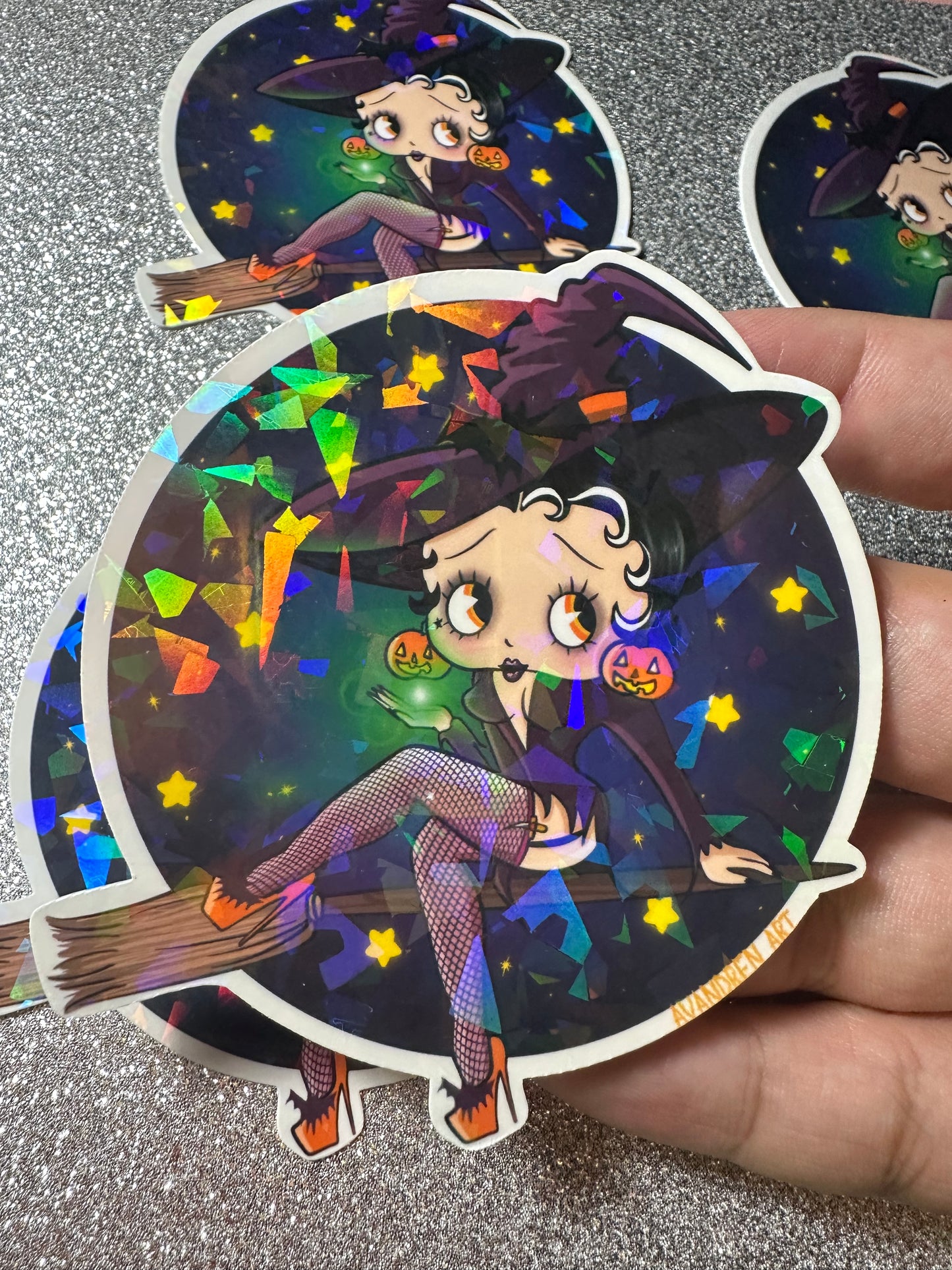 Holographic Betty witch STICKER