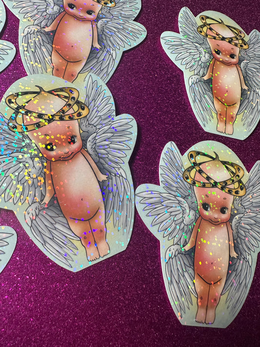 Holographic Biblical Kewpie STICKER