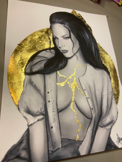 Lana Del Rey Gold Foil Kintsugi Art Print limited Edition