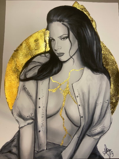 Lana Del Rey Gold Foil Kintsugi Art Print limited Edition