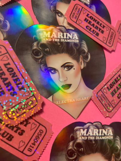 holographic Marina Eleckra heart STICKER PACK