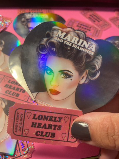 holographic Marina Eleckra heart STICKER PACK