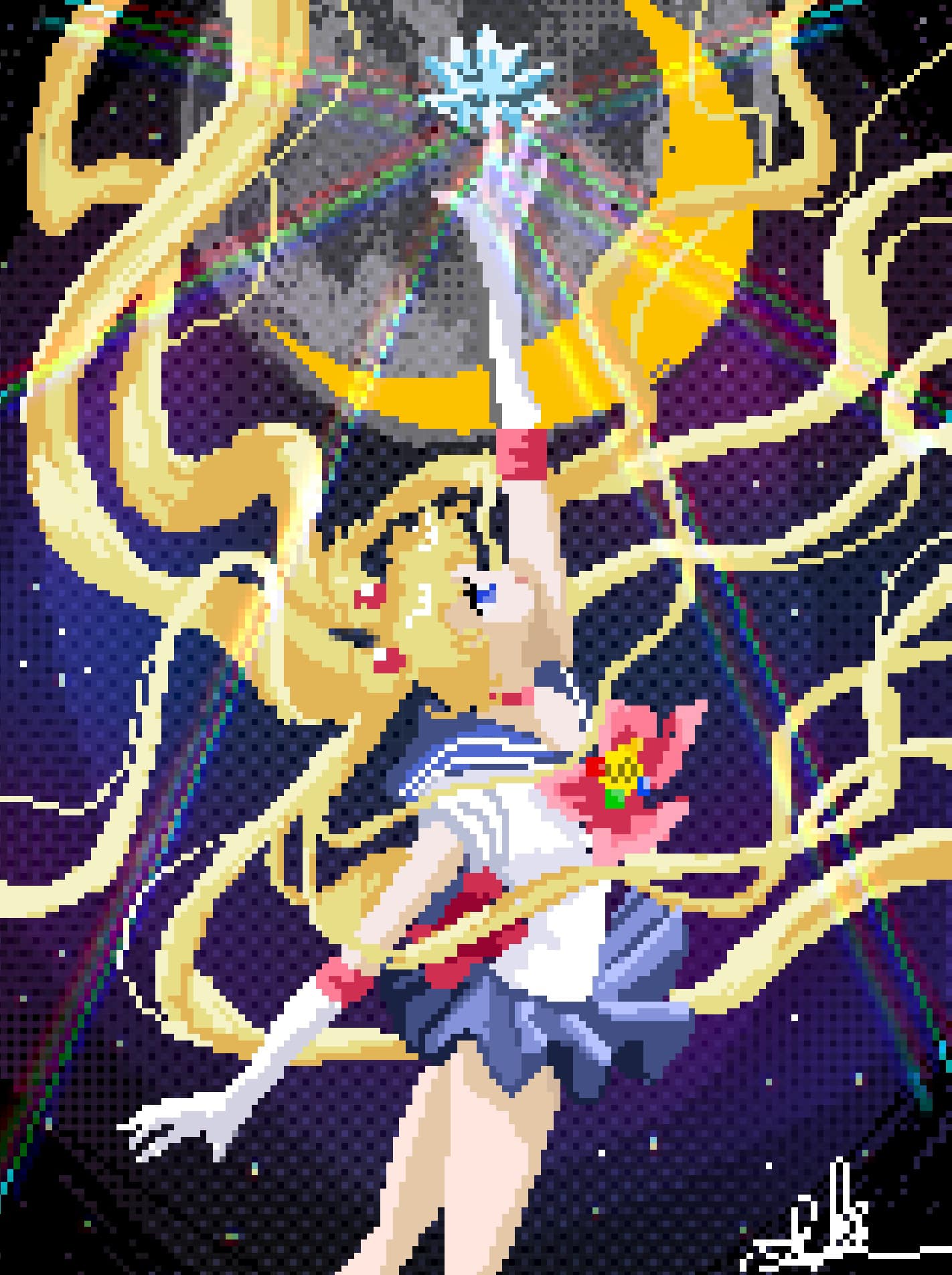 Moon pixel power ART PRINT