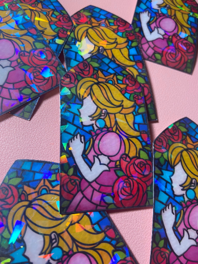 holographic stained-glass videogame Princess STICKERS