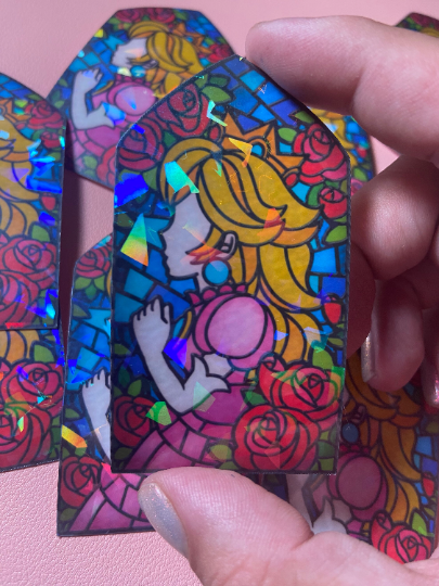 holographic stained-glass videogame Princess STICKERS